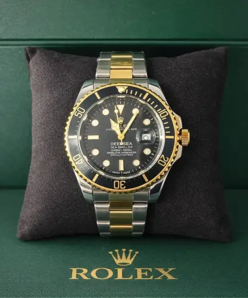 Rolex Black Dial With Golden Chain