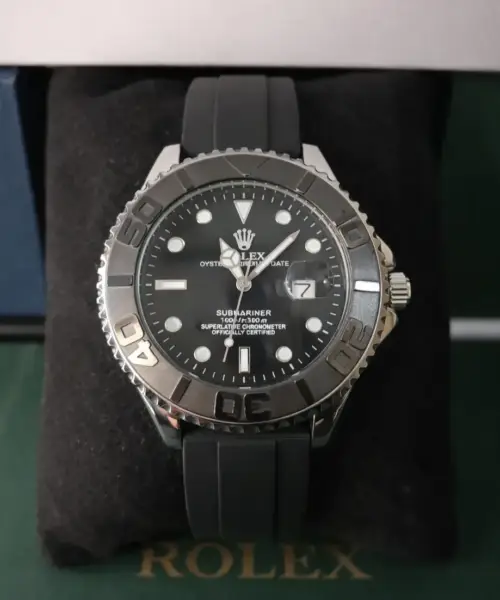 Rolex Silver Black Strap